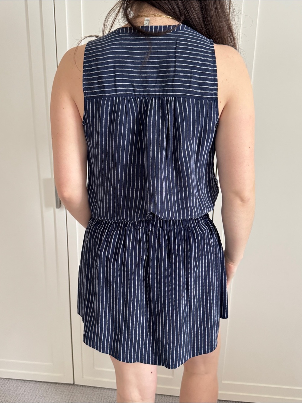 Joie Navy & White 100% Silk Striped Tank & Skirt Set – Top XS / Skirt S - Picture 2 of 11
